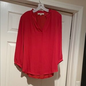 LOFT Vibrant Mixed Media Red Women's Blouse